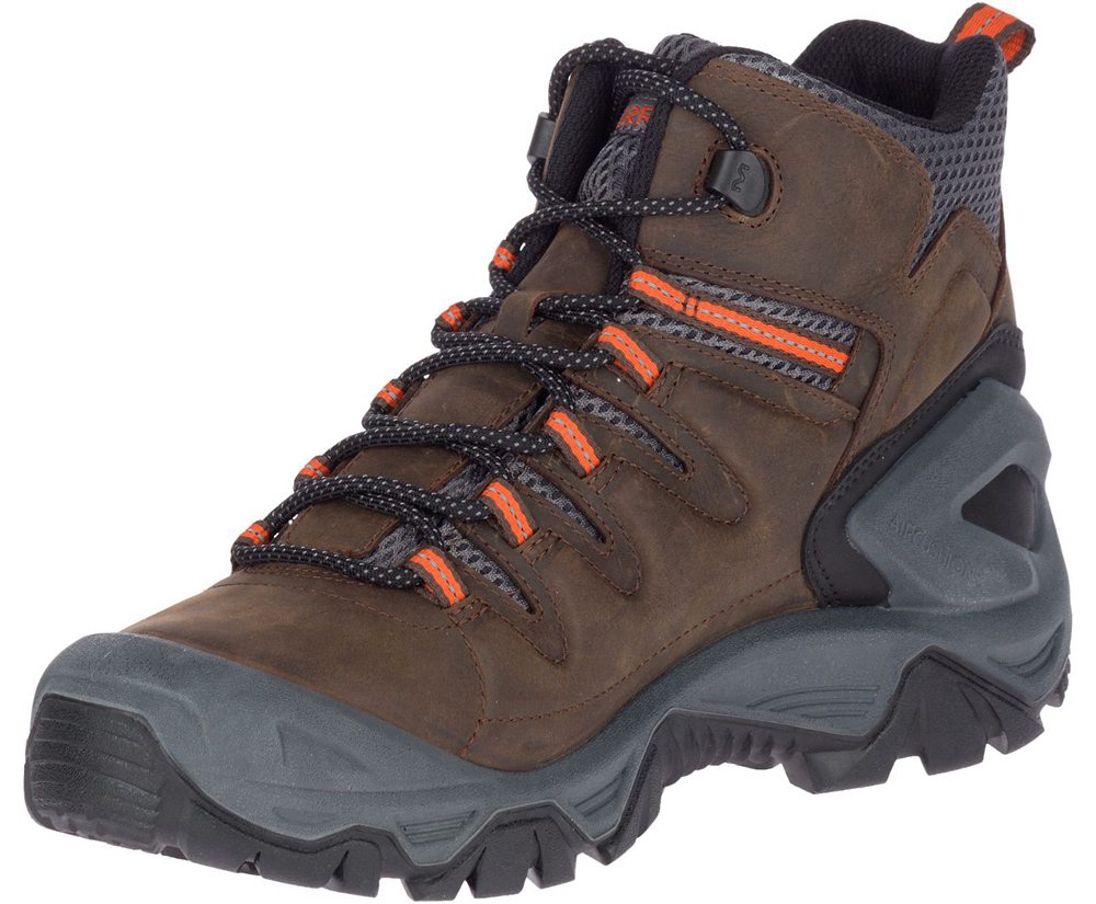 Kozaki Merrell Męskie Brązowe - Strongbound Peak Mid Waterproof - 493105-LFV